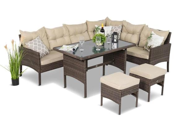 Set terasa ratan cu colțar Maro Perata Corner Brown