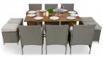 Meble technorattanowe z drewnianym stołem 10 miejsc AK2FT64 Grey Ivory