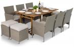Meble technorattanowe z drewnianym stołem 10 miejsc AK2FT64 Grey Ivory