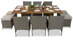 Meble technorattanowe z drewnianym stołem 10 miejsc AK2FT64 Grey Ivory