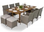 Meble technorattanowe z drewnianym stołem 10 miejsc AK2FT64 Grey Ivory