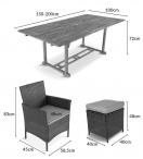 Meble technorattanowe z drewnianym stołem 10 miejsc AK2FT64 Grey Ivory