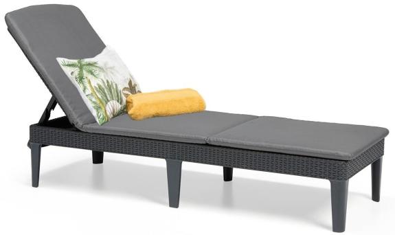 Zahradní lehátko Jaipur s polštářem z umělého ratanu grafit