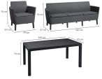 Zahradní jídelní set polyratan Furnivo SFM v grafitové barvě - wymiary