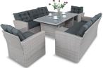 Meble ogrodowe z dwoma kanapami i stołem obiadowym Topiano Grande Grey