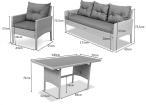 Komplet z technorattanu ze stołem obiadowym Perata Grande Dark Grey