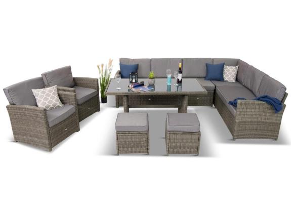 Set mobilier gradina Technorattan cu două fotolii Cofete Dark Grey