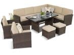 Zestaw technorattanowy na taras dla 10 osób Cofete Brown Plus