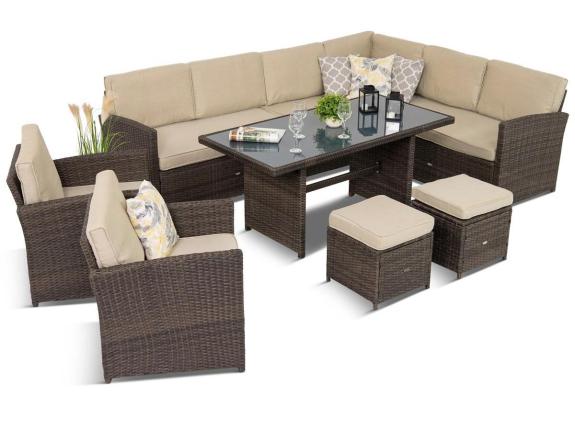 Set ratan pentru terasa pentru 10 persoane Cofete Brown Plus