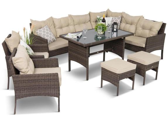 Set din technorattan Perata Corner cu două fotolii Brown