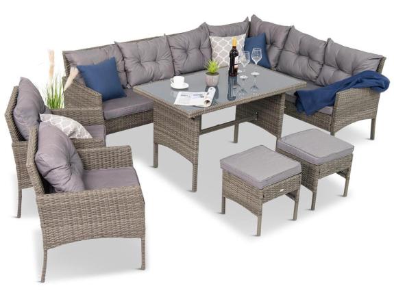 Set din technorattan Perata Corner cu două fotolii Dark Grey