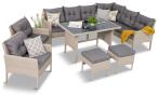 Narożnik technorattan ze stołem 120x70cm i fotelami Perata Corner Plus Grey