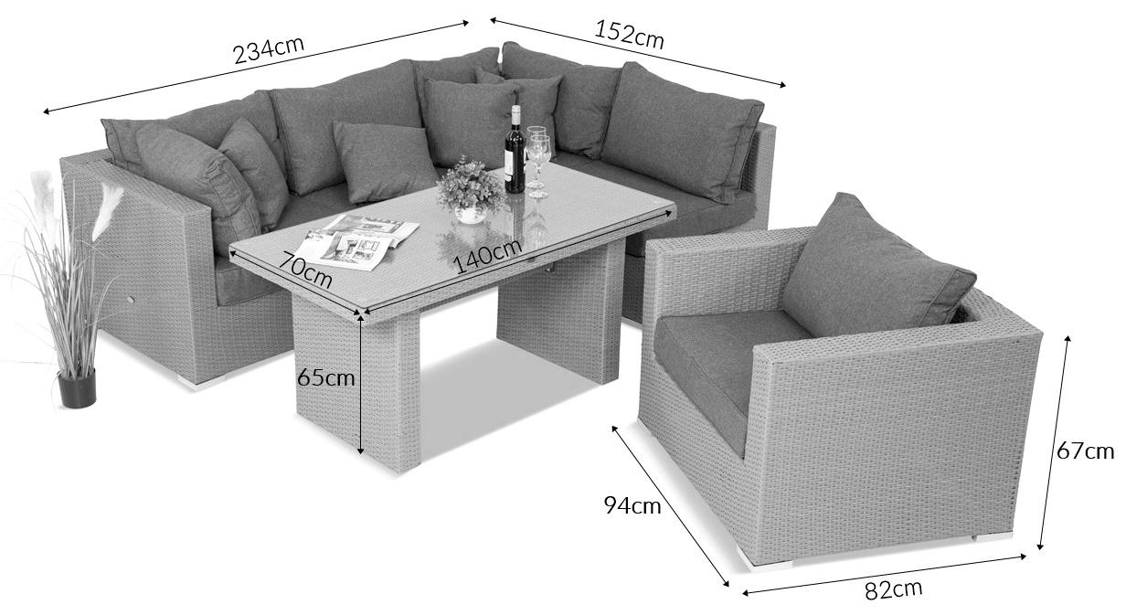 Wymiary narożnika technorattan