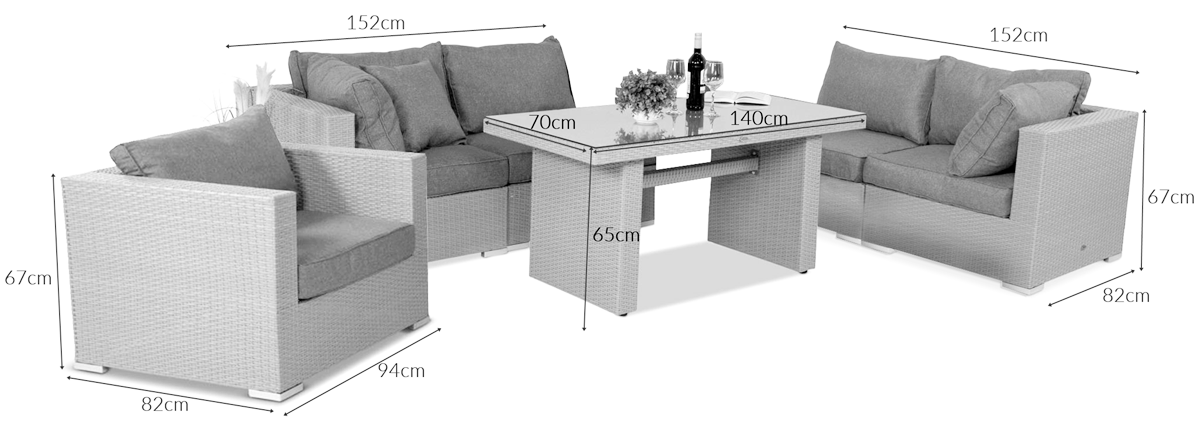 Wymiary narożnika technorattan Ligurito VIII PLUS