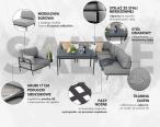 Eleganckie meble tarasowe ze stołem obiadowym Salve 6 Midi Dining