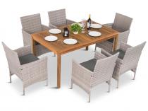 Meble ogrodowe na taras dla 6 osób stół obiadowy 150x90cm technorattan Flavio 6+1