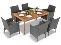 Meble ogrodowe z drewnianym stołem 150x90cm Flavio 6+1