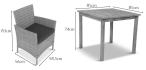 Zestaw tarasowy technorattan z kwadratowym stołem 150x90cm Flavio 4+1