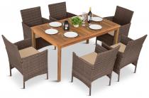 Drewniany stół ogrodowy i 6 krzeseł 150x90cm Flavio 6+1 Carmel