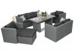 Meble ogrodowe z technorattanu ze stołem 140x70cm Stefano Grande Plus Anthracite