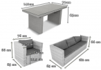 Meble ogrodowe technorattan ze stołem 140x70cm Stefano Set Plus Antracite