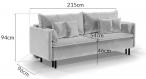 Sofa Asti z funkcją spania 215x96cm Cloud 39 - zielona