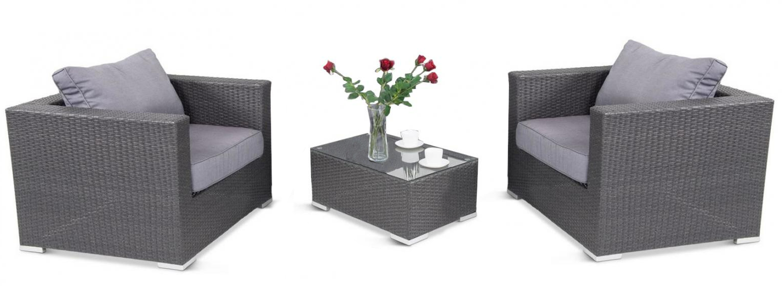 Zestaw kawowy technorattan Anthracite & Blue Grey