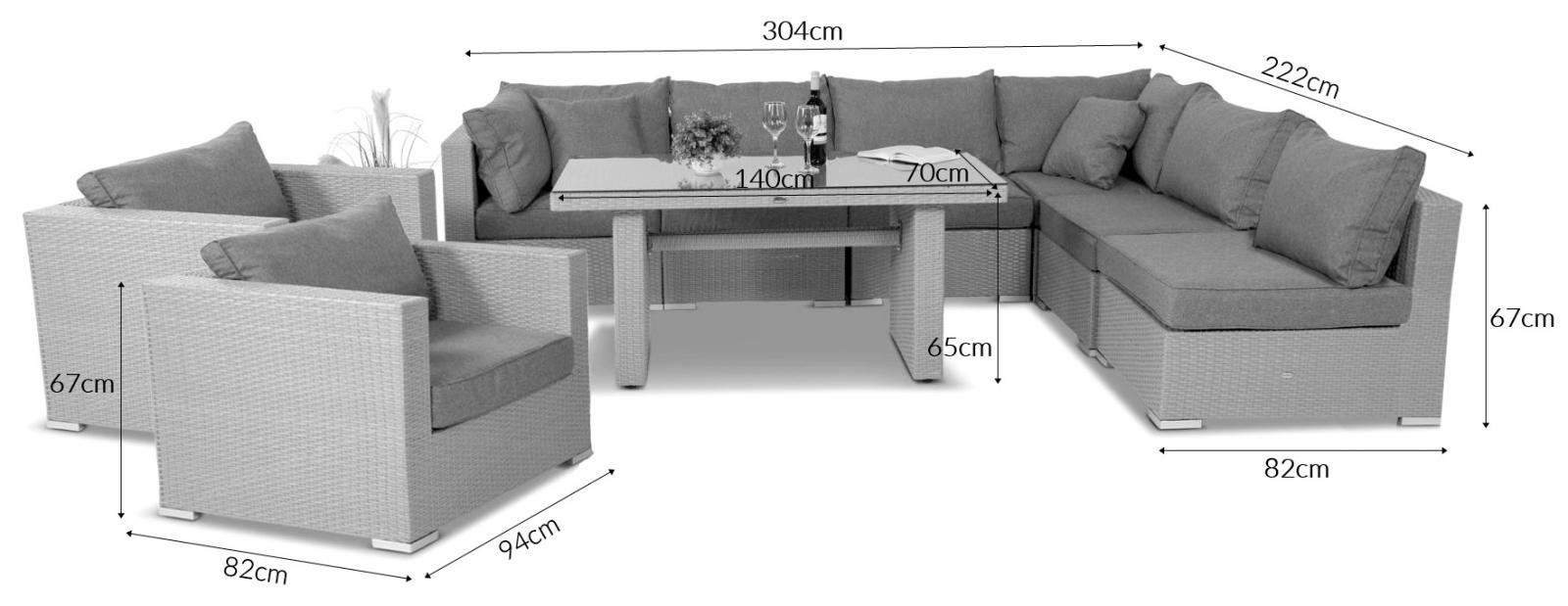 Wymiary narożnika technorattan