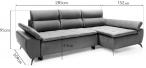 Grafitowy narożnik do salonu Milton 285x152cm prawy
