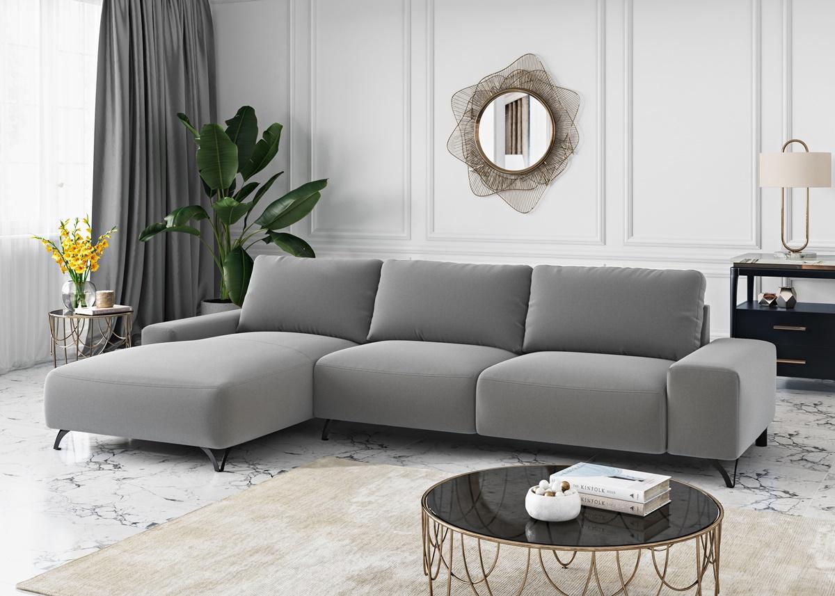 szary narożnik welurowy