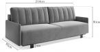 Rozkładana sofa Luis z pojemnikiem 214x95cm ciemny szary