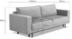 Szara welurowa Sofa Modo rozkładana 236x97 cm Solo 264