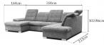 Narożnik Nicole U-kształtny Matt Velvet 85 szary 330x212cm lewy