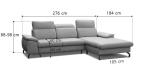 Niebieski narożnik z funkcją spania Slavio 276x184 cm prawostronny