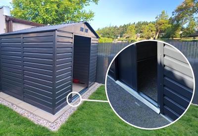 szopa ogrodowa z przesuwnymi drzwiami