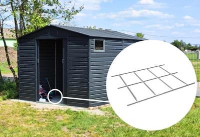 stelaż pod podłogę w domku metalowym