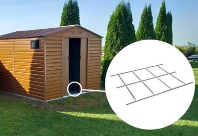 stelaż pod podłogę w domku metalowym