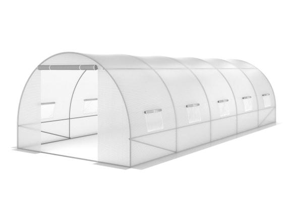 Fóliovník 3x7,5 s dvoukřídlými dveřmi s dvoukřídlými dveřmi - bílý