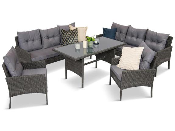 Set cu canapele de 175 cm, fotolii și masă înaltă Perata Grande Antracit