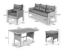 Technorattanowy komplet ogrodowy z sofą 175cm i wysokim stołem Perata Dining Grey