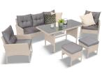 Technorattanowy komplet ogrodowy z sofą 175cm i wysokim stołem Perata Dining Grey