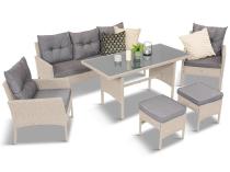 Technorattanowy komplet ogrodowy z sofą 175cm i wysokim stołem Perata Dining Grey