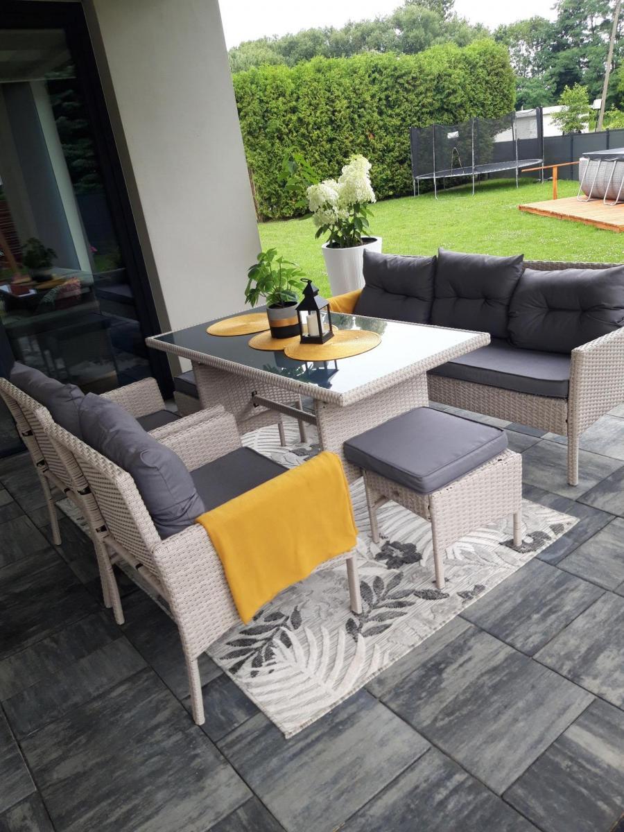 szary zestaw technorattanowy na taras