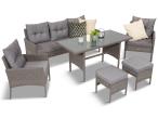 Set de mobilier de sufragerie Perata Dining Poly Rattan - gri închis