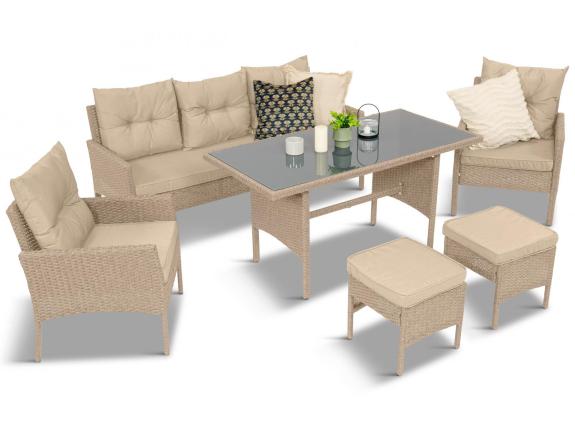 Set mobilier gradina Perata Dining 7pers. Natur