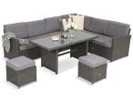 Technorattanowy narożnik ogrodowy 250x190xm + pufy Cofete Anthracite