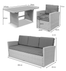 Set gradina/terasa din technorattan Cofete Grande Dark Grey - wymiary