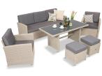 Zestaw mebli obiadowych z technorattanu Cofete Dining – Grey