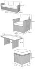 Komplet mebli obiadowych z dużą sofą 186cm technorattan Cofete Dining – Dark Grey