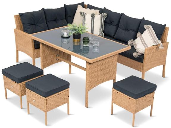 Coltar de gradina mic 190x140cm + masa + pufe Torino Corner Bej